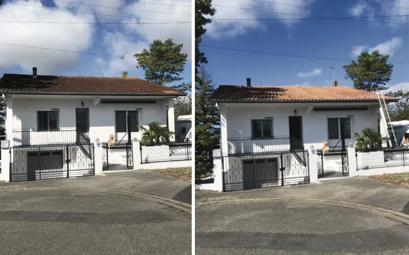 Nettoyage de façade de maison avant après