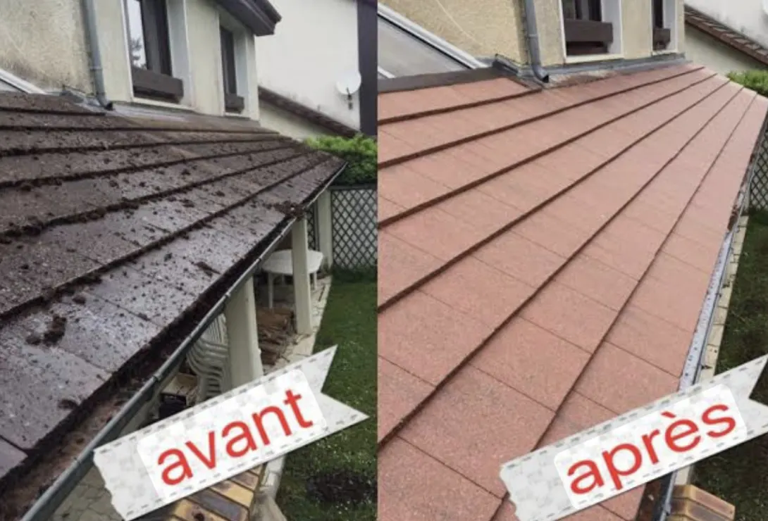Nettoyage de couverture métallique avant après