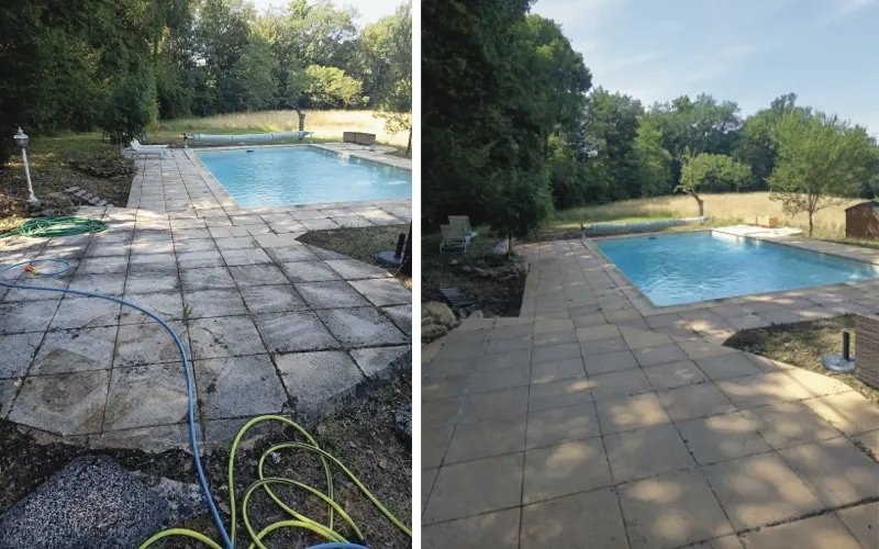 Nettoyage de plage de piscine avant après